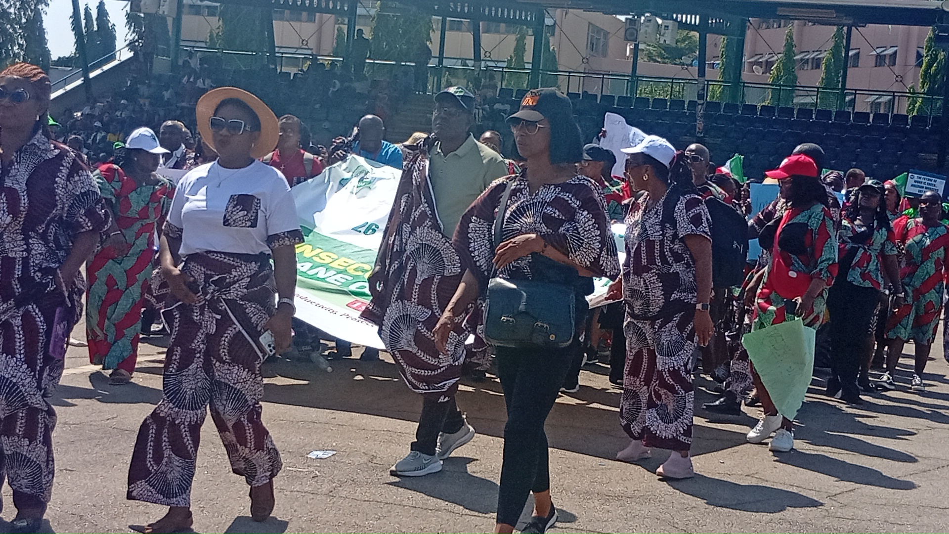 Members of the Nigeria Union of Journalists (NUJ) during the May Day march past at Eagle Square, Abuja. 