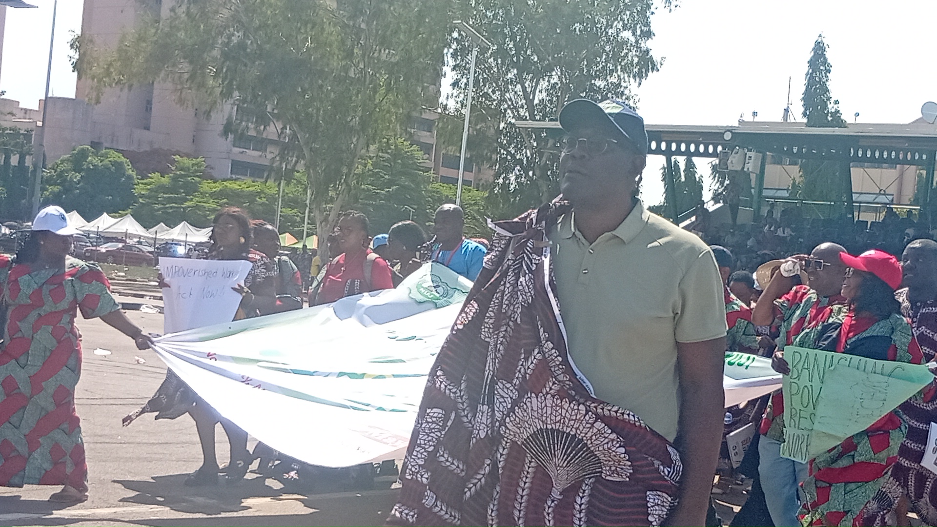 Members of the Nigeria Union of Journalists (NUJ) during the May Day march past at Eagle Square, Abuja. 