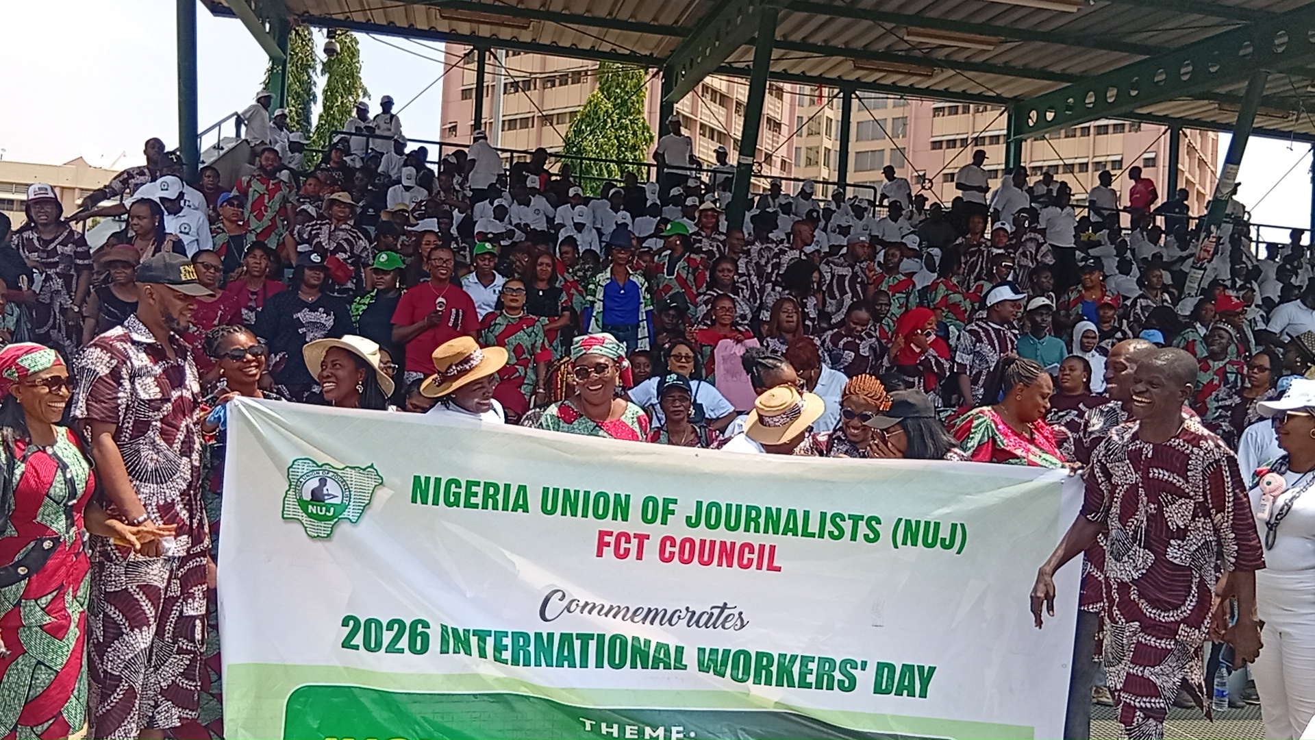Members of the Nigeria Union of Journalists (NUJ) during the May Day march past at Eagle Square, Abuja