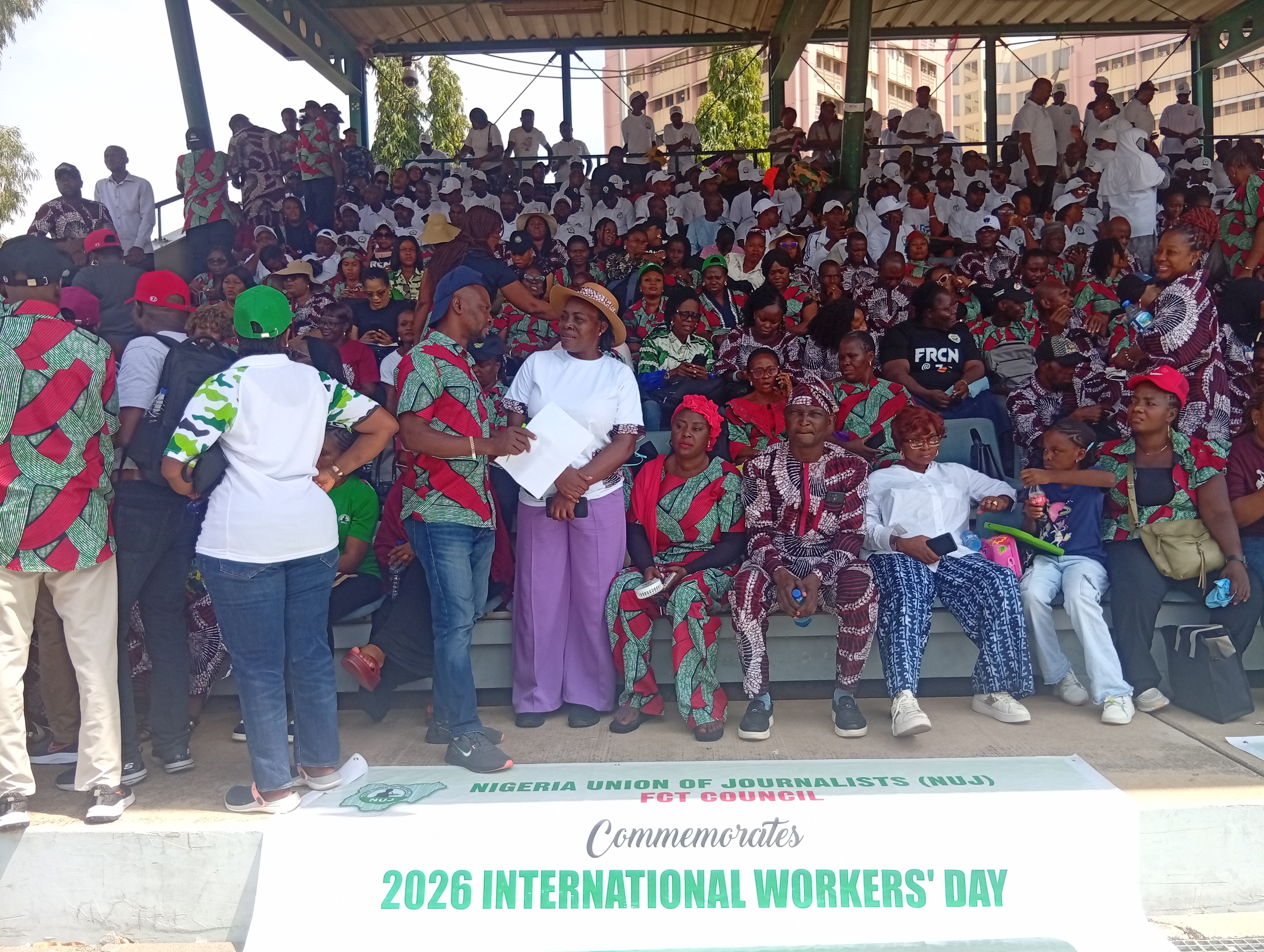 Members of the Nigeria Union of Journalists (NUJ) during the May Day march past at Eagle Square, Abuja