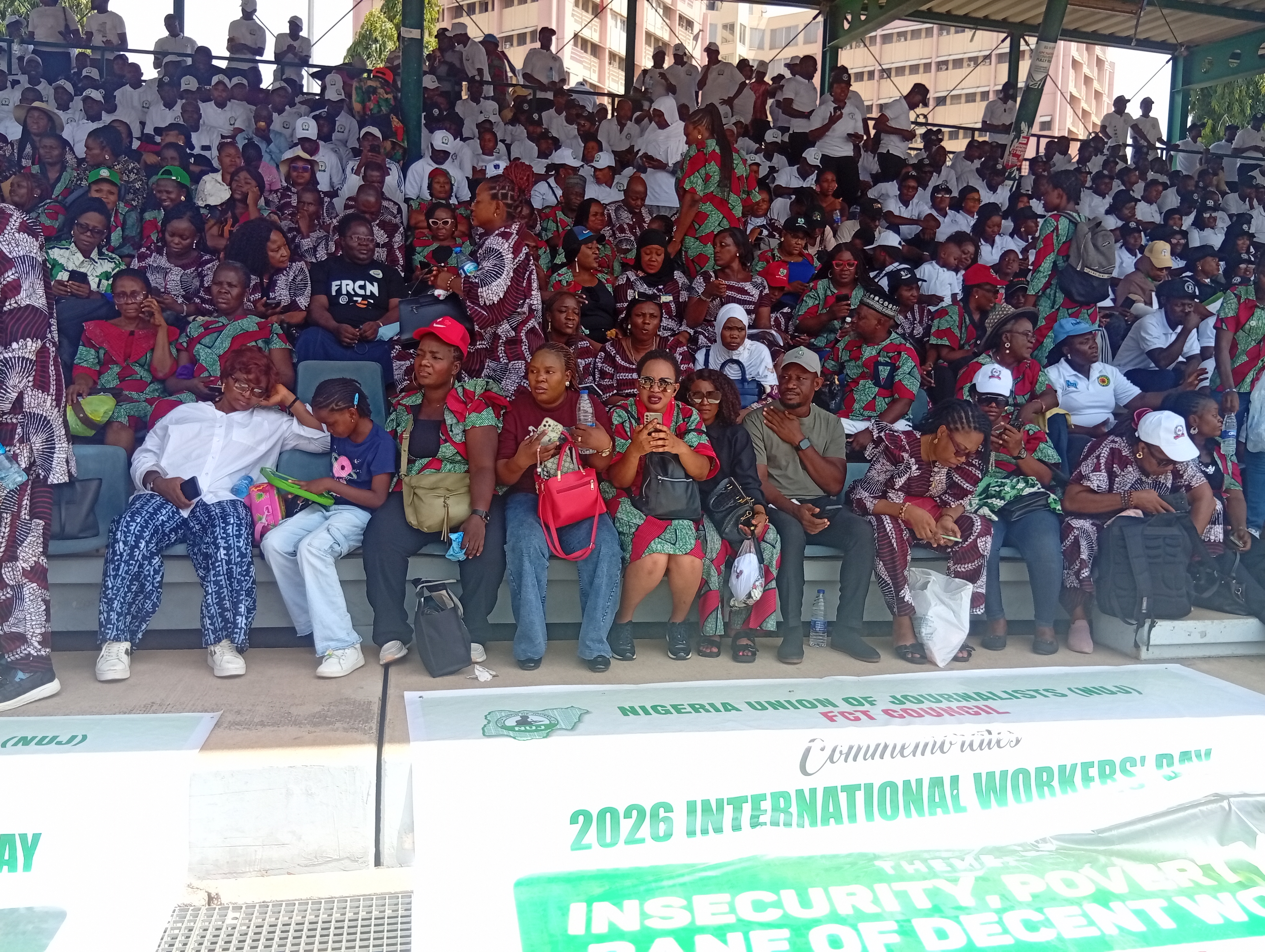 Members of the Nigeria Union of Journalists (NUJ) during the May Day march past at Eagle Square, Abuja