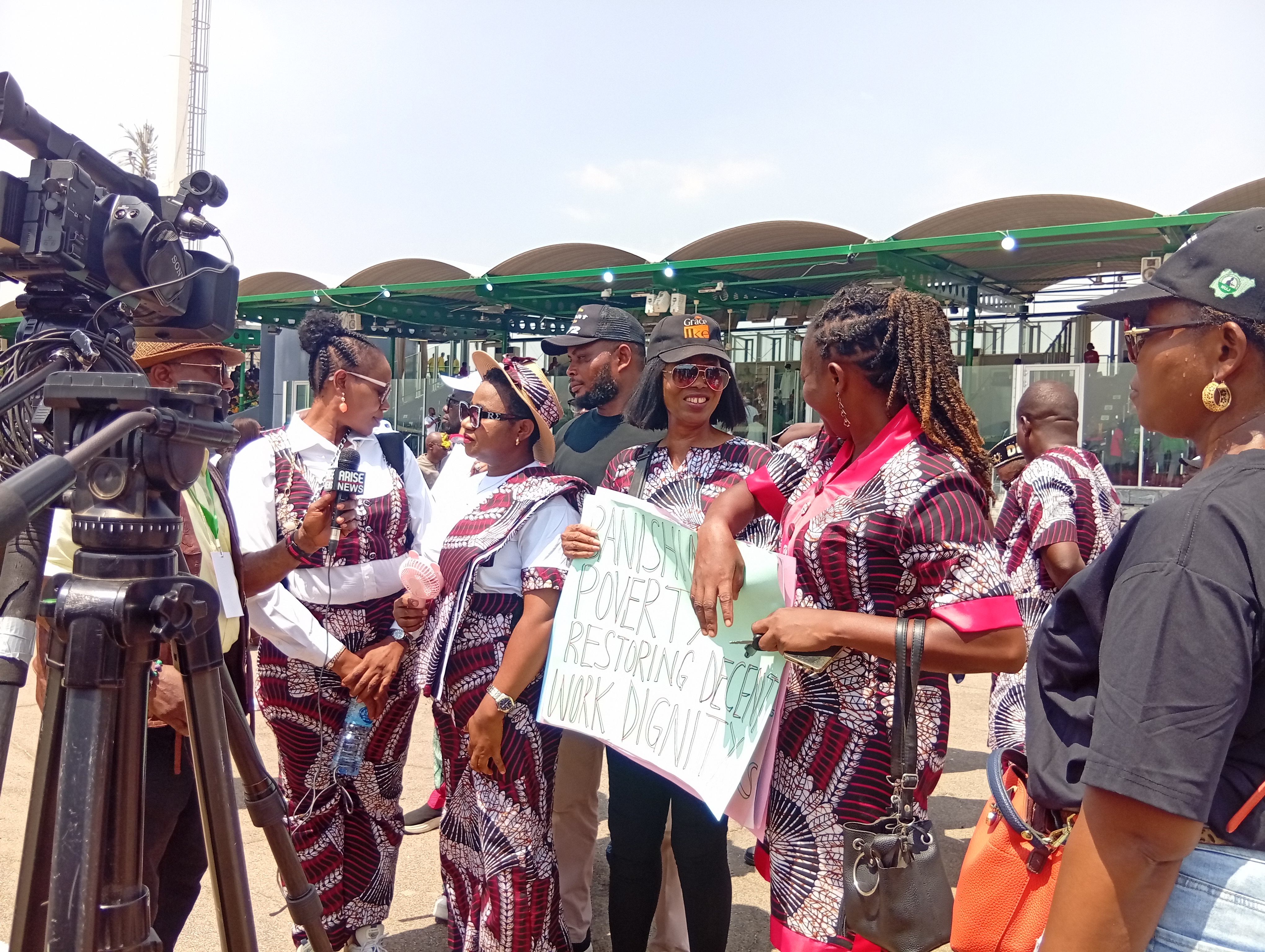 Members of the Nigeria Union of Journalists (NUJ) during the May Day march past at Eagle Square, Abuja