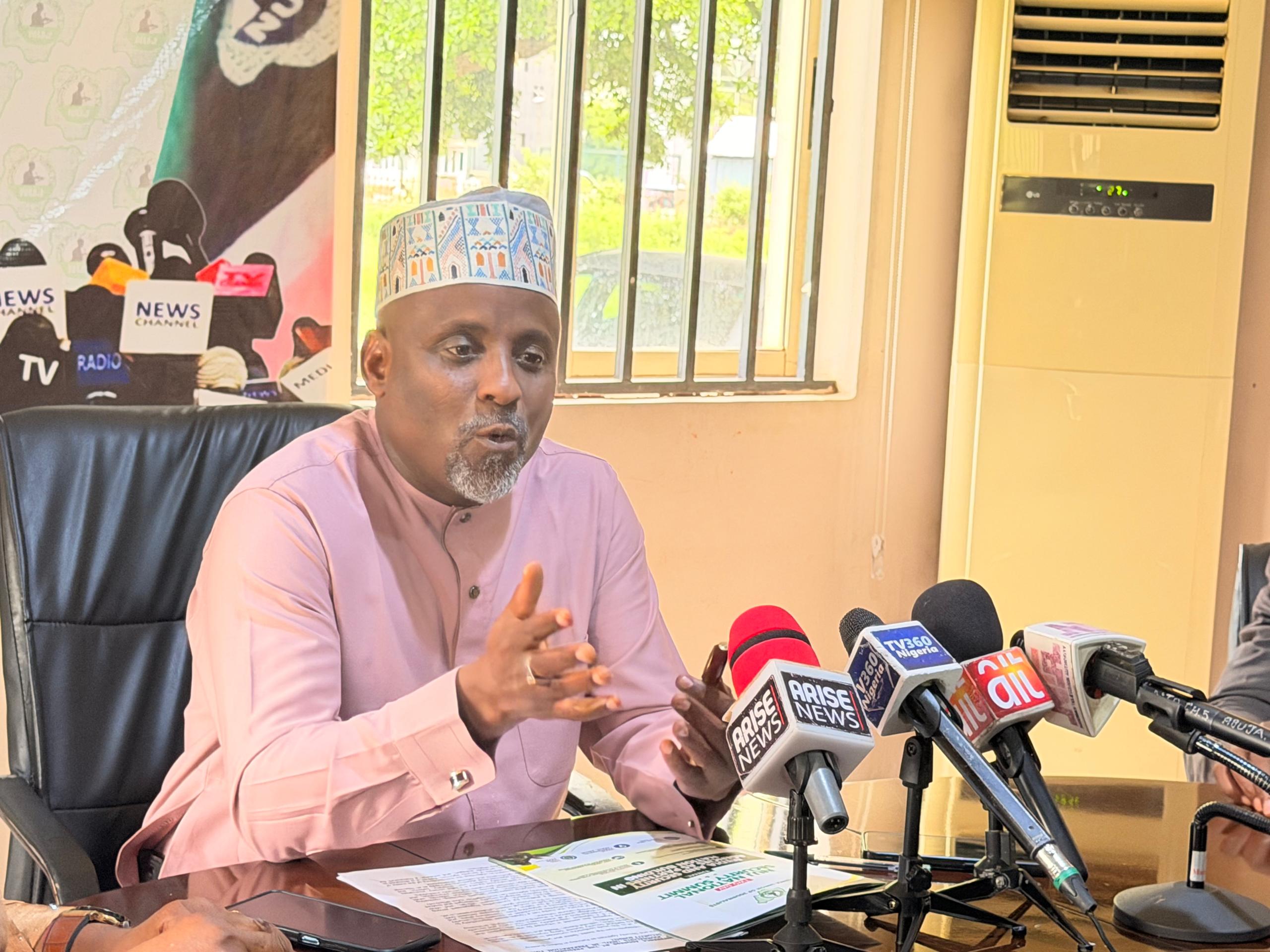 The NUJ President at a press briefing to herald the National Security Summit organised by the Nigeria Union of Journalists (NUJ)