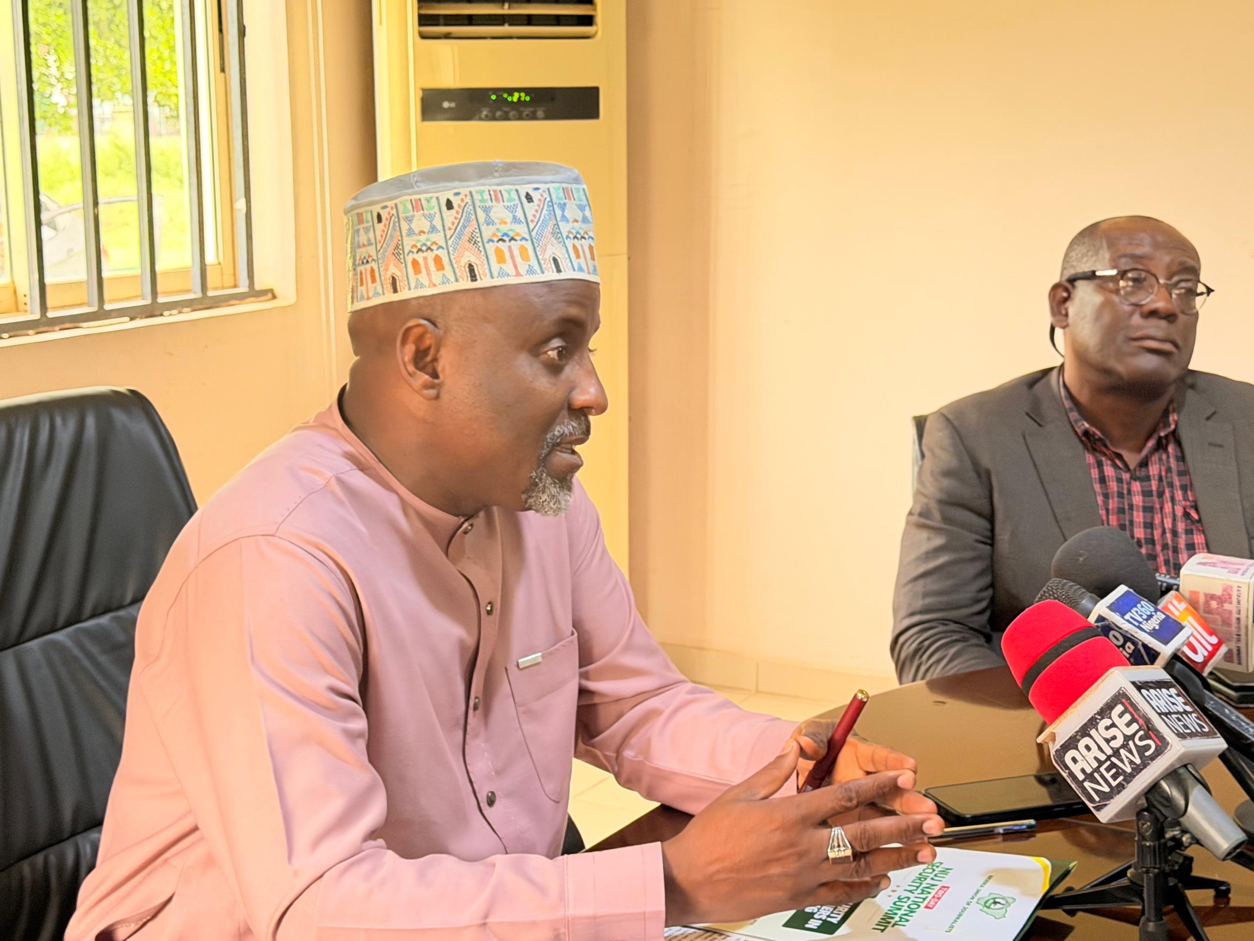 The NUJ President at a press briefing to herald the National Security Summit organised by the Nigeria Union of Journalists (NUJ)