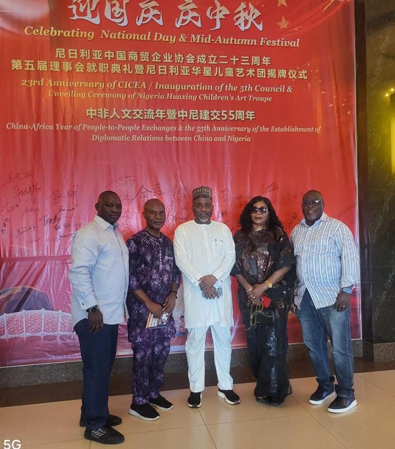 NUJ President, Comrade Alhassan Yahaya; Deputy President, Dr. Mrs. Abimbola Oyetunde; Chairman, NUJ Lagos State Council, Adeleye Ajayi; Secretary, Tunde Olalere; and Olayide Awosanya Assistant Secretary  at the China-Nigeria National Day and Mid-Autumn Fe