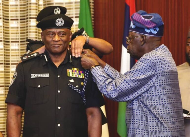 Tinubu decorates Tunji Disu as acting Inspector-General of Police (IGP)